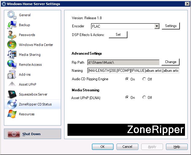 ZoneRipper Settings